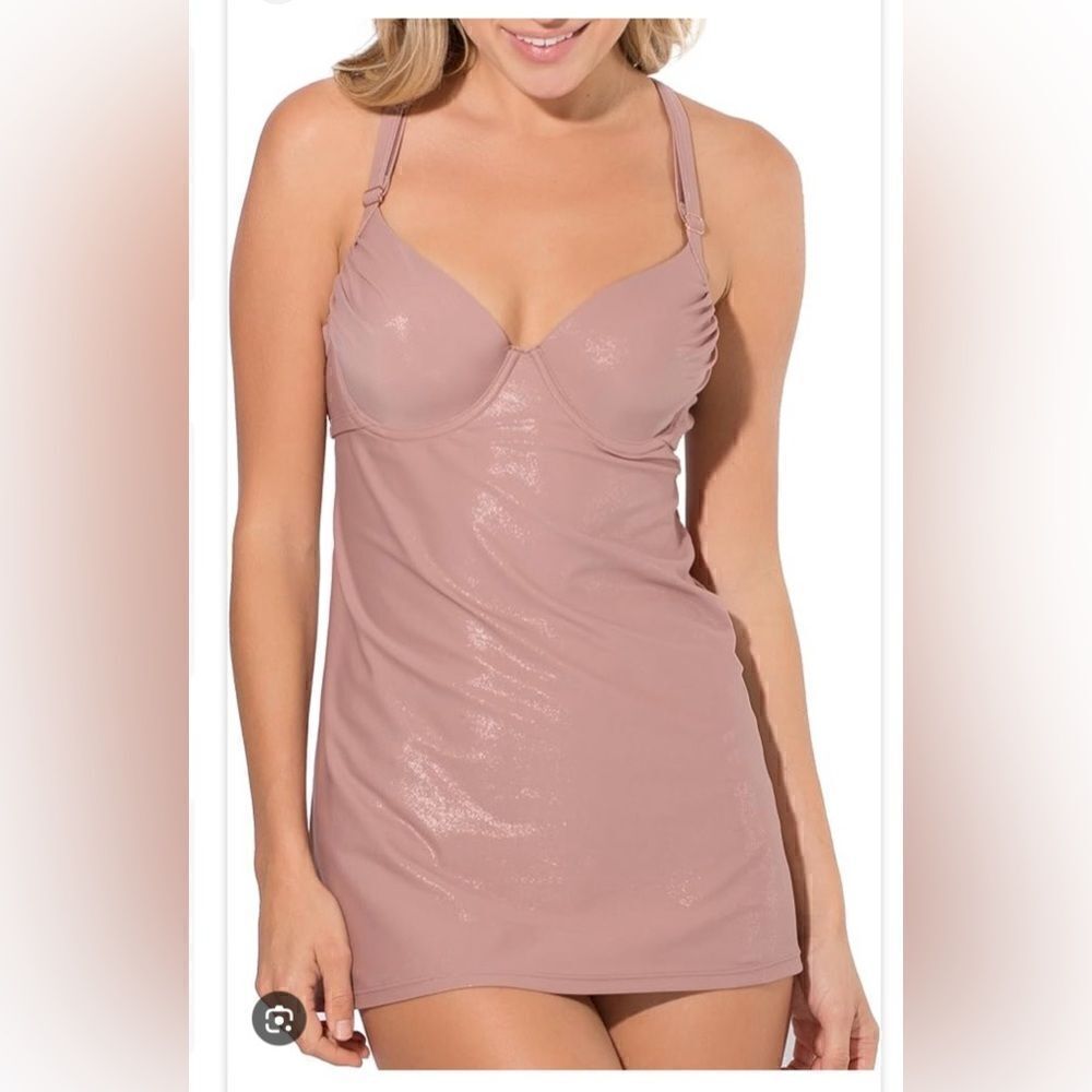NWOT 42DD Sexy & Smart Nude shimmer tankini, swim top/dress
